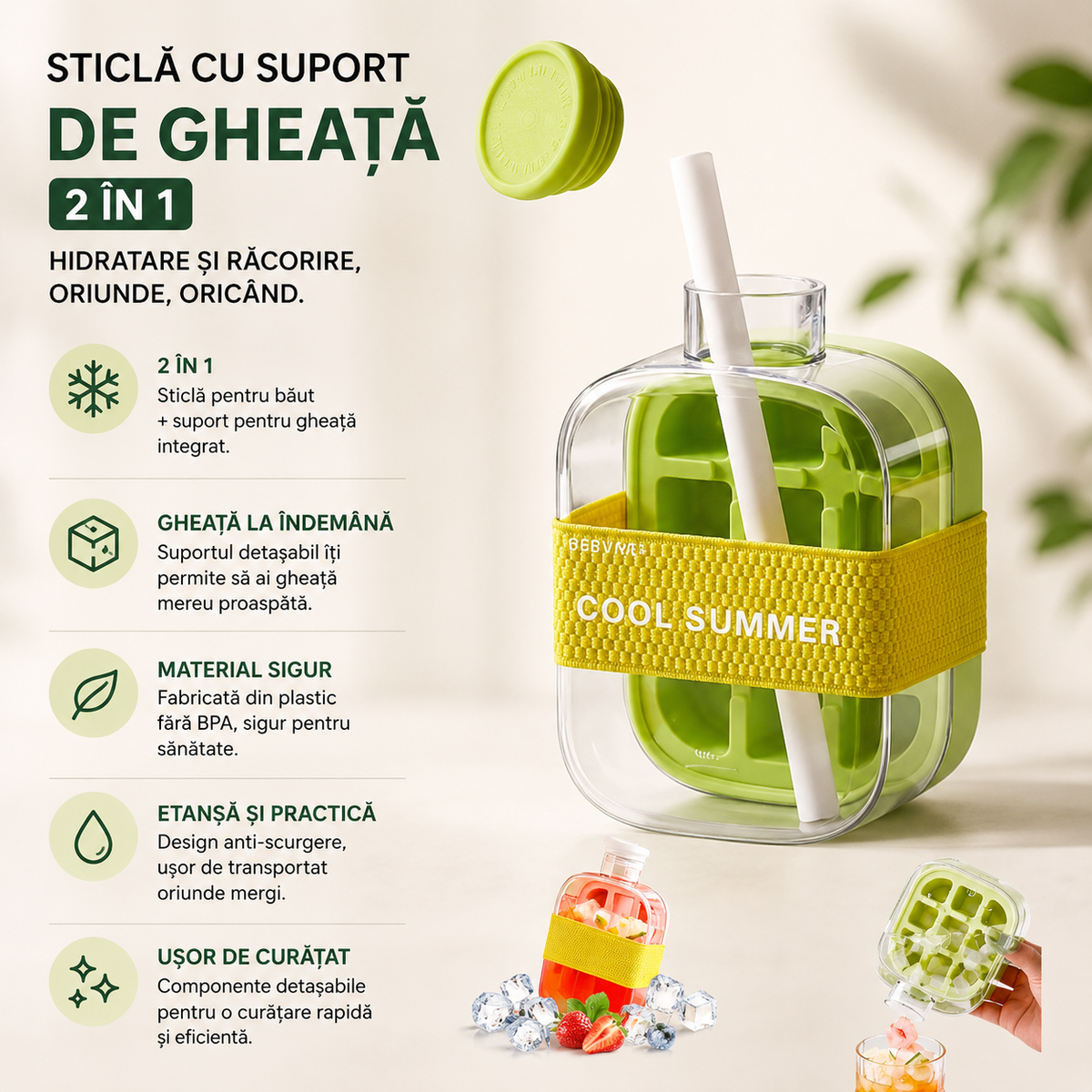 Sticlă 2 în 1 cu Gheață